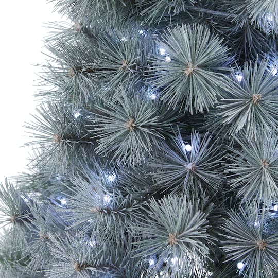 4ft. Pre-Lit Snowy Mountain Pine Artificial Christmas Tree, Blue LED Lights